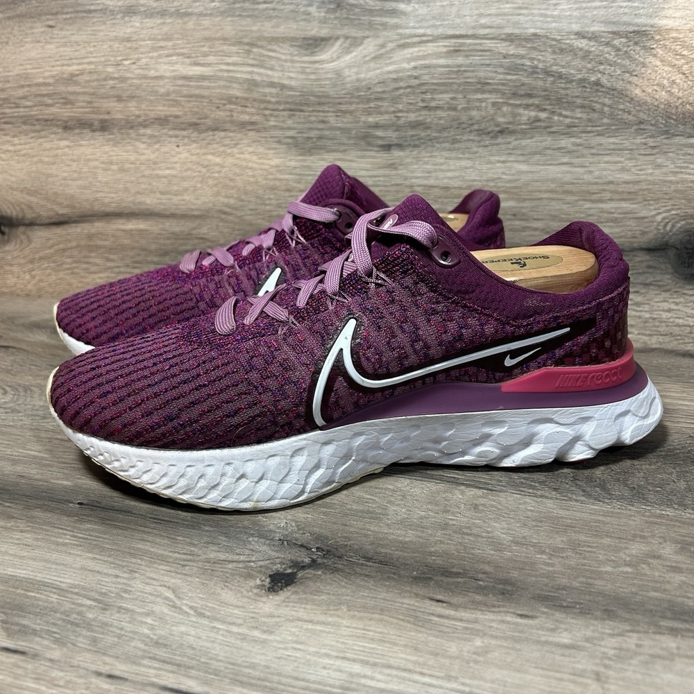 Nike React Infinity Run Flyknit 3 Womens 8.5 Running Shoes Bordeaux DD3024-500 - Picture 3 of 9